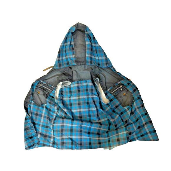Bluette moto/grunge style sleeveless button up shirt w/hoodie size M, pre-loved - Picture 12 of 12